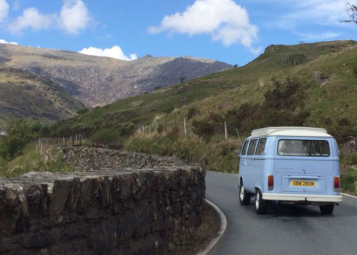 Driving VW Campervan near Snowdonia