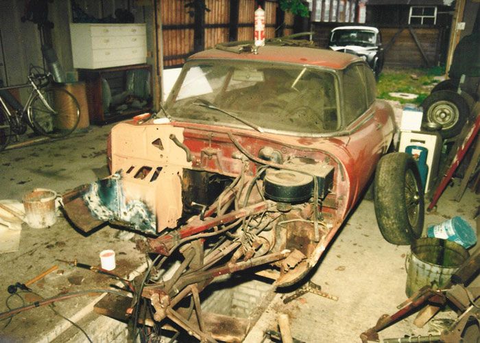 Jaguar E-Type engine before restoration