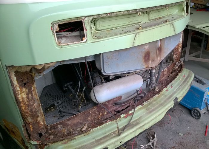 VW Campervan bodywork before restoration
