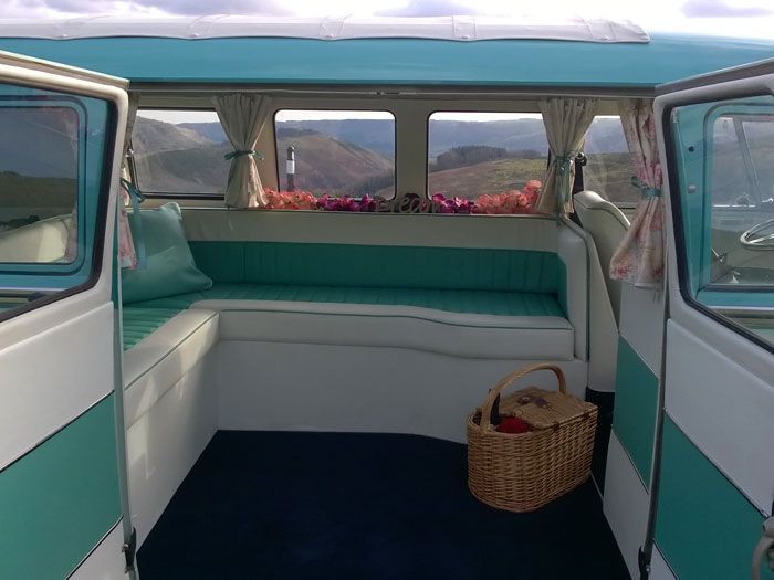 Rose, split screen VW Campervan interior